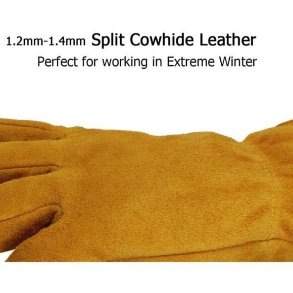 Unisex Cold Proof Leather Lambswool Insulated Winter  Work Gloves Pack of 1 - Picture 4 of 9
